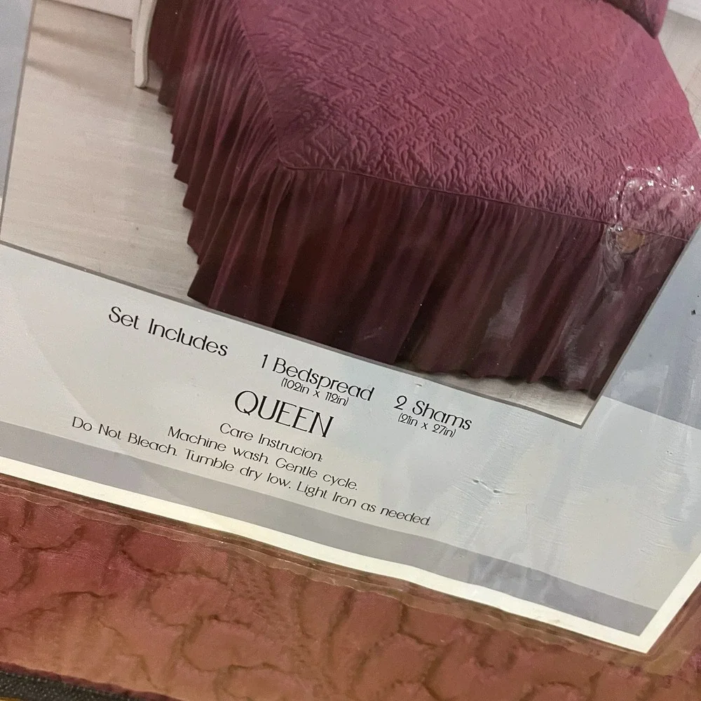Samantha Collection Burgundy Queen Size 3 Piece Bedspread‎ Set Quilted Maroon